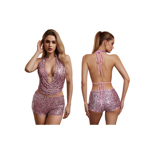 (M, Pink) Set de 2 scurți strâmți. 1