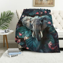 Patifu Fantasy Elephant Butterfly Blanket – Super Soft, Warm Plush Flannel Throw (50"x60"), White, for Women, Girls, Kids & Adults – Birthday Gift