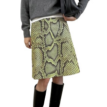 (S, Multicolor) Women's Serpentine Print Skirt High Waist Animal Print Midi A Line Skirt for Summer, Spring
