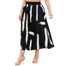 Női plus size rakott szoknya lezser sifon rugalmas derekú bohém szoknyák plus size midi szoknyák