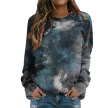 Sweat-shirts à manches longues pour femmes, imprimé graphique scintillant, col rond, pulls décontractés d'automne et d'hiver, coupe ample