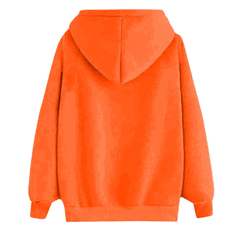 Sweat à capuche tendance pour femme, long, pull décontracté imprimé orange, taille M 1