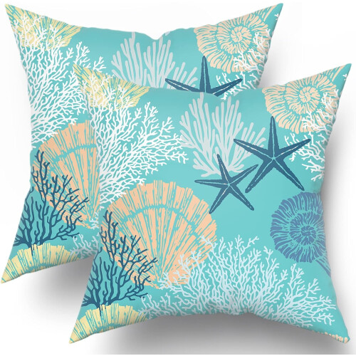 Capas de Almofada Ocean Coral 20x20 polegadas, Conjunto de 2, Algodão