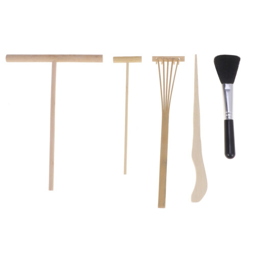 Ensemble de 5 mini râteaux de jardin japonais
