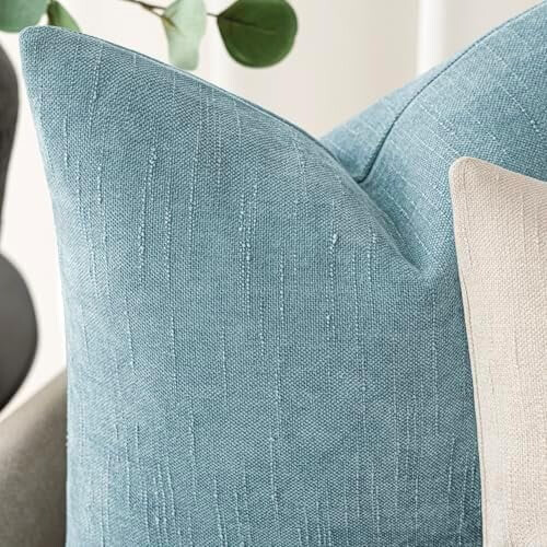 Conjunto de 2 capas de almofada de chenille macio, 30x50 cm, azul claro, para almofada lombar, sofá, poltrona e quarto – Compatíveis com 1