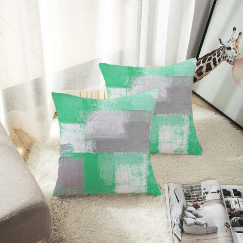 2er-Pack Samtkissenbezüge 45 x 45 cm Grün Grau Abstrakt 2