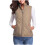 Vest for Women Winter Fall Basic Button Vest Solid Keep Warm Sleeveless Jacket with Pocket,Khaki 1