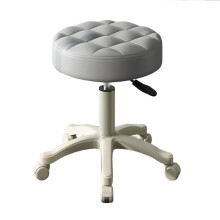 Height-Adjustable Rolling Stool, Faux Leather, 360 Swivel, Armless & Backless – Compatible with Home Office, SPA, Salon, Cafe
