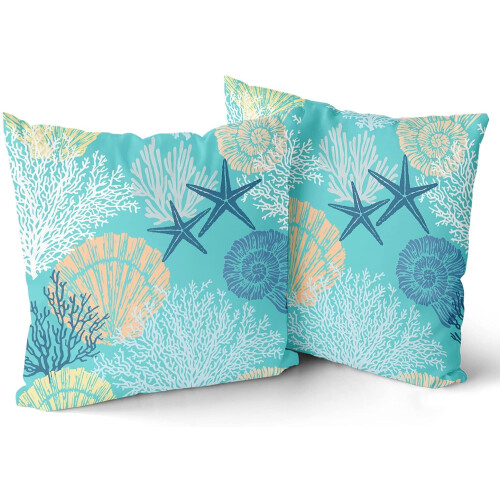 Capas de Almofada Ocean Coral 20x20 polegadas, Conjunto de 2, Algodão 1