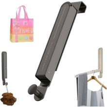 Étendoir à linge pliable à suspendre à une porte (27 cm 34 cm) – Sans perçage, 6 cintres, gris, pour la chambre, le linge et les voyages