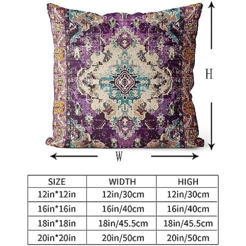 Μαξιλαροθήκες Boho από Μωβ Βαμβάκι, Σετ 2 Τεμ. 20x20 Εκ. 1
