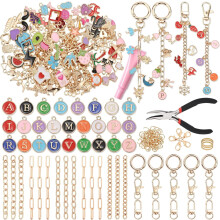544Pcs Lip Gloss Keychain Making Kit with Charms, Chains, Hooks, Pliers & Gift Bags – DIY Craft Supplies, Valentine's Gifts – Compatible with