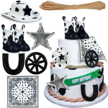 Cowboy Cake Decorations Hat and Boot Cake Toppers Western Cowboy Cowgirl Birthday for Western Theme Party Favors Supplies