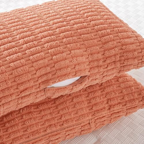 Capa de almofada lombar coral de 35,5 x 91,5 cm (14 x 36 polegadas), veludo cotelê macio, decoração rústica boho de fazenda – compatível com 2