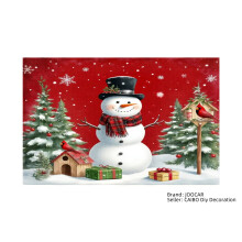 Set van 4 linnen tafelmatjes met sneeuwpopmotief, 30 x 45 cm