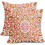 Conjunto de 2 capas de almofada boho em linho rosa e laranja, 50x50cm. 1