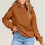 Damen Herbstoberteil, Langarm-Kapuzenpullover, einfarbig, locker geschnitten, bequem, braun 4