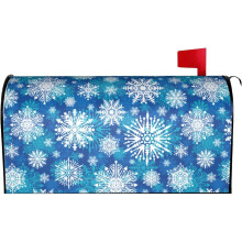 Winter Snowflakes Mailbox Covers Magnetic Waterproof Christmas Background Mail Cover Letter Post Box Wraps for Home Garden Yard Decor, 25.5x21 in