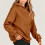 Damen Herbstoberteil, Langarm-Kapuzenpullover, einfarbig, locker geschnitten, bequem, braun 8