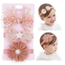 Diadema de gasa con flores para bebé niña, suave y elástica para el cabello.