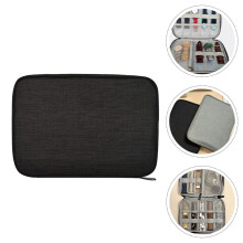 WHAMVOX Zwarte Polyester Horlogedoos voor Opbergruimte, Elegante Draagbare Horlogedoos met 8 Vakken, Ideaal voor Thuis en Op Reis