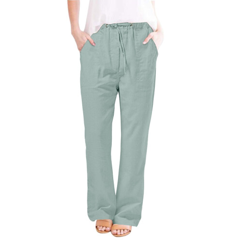 Capris για γυναίκες casual καλοκαίρι, γυναικείο casual μονόχρωμο παντελόνι με χαλαρές 1