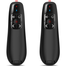 Control remoto inalámbrico para PowerPoint con USB, alcance de 30 metros, compatible con Windows/macOS/Google Slides – Paquete ergonómico de 2