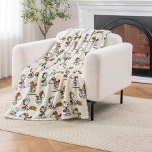 Coperta in peluche con il simpatico personaggio di Snoopy dei Peanuts VelvetLoft, l'asso dell'aviazione, 140 x 178 cm (prodotto ufficiale
