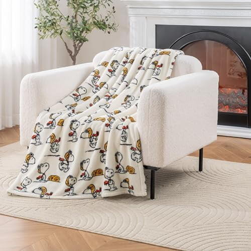 Λούτρινη Κουβέρτα Peanuts VelvetLoft με τον Χαριτωμένο Χαρακτήρα Snoopy, The Flying Ace, Ριχτάρι