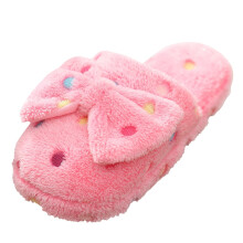 Dames pantoffels met strik, katoenen, schattig, warm, antislip, voor de winter, maat 38-39, roze