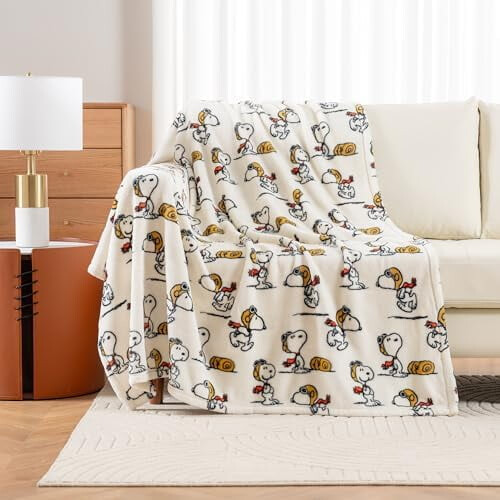 Koc pluszowy Peanuts Snoopy Flying Ace 55x70 cali 1