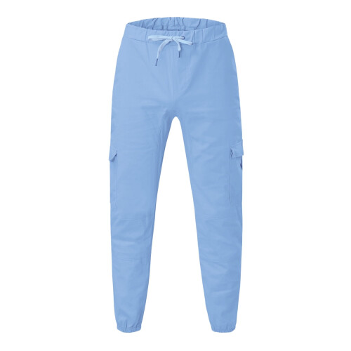 Herren Cargohose mit Stretchanteil, einfarbig hellblau, Größe M 2