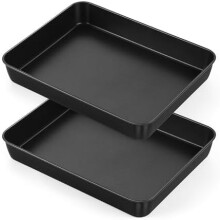 Sada nepriľnavých plechov na pečenie z nehrdzavejúcej ocele s rozmermi 30,5 cm x 24,7 cm (2 ks), vhodné do rúry, netoxické, kompatibilné so