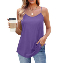 Canotte e top estivi da donna, canotte senza maniche a tinta unita con scollo rotondo, alla moda da donna