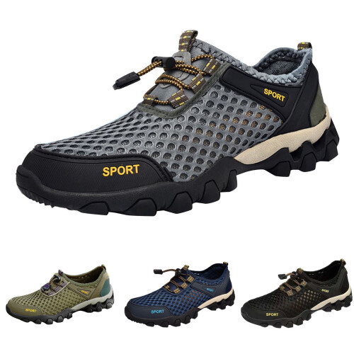 Herresneakers i mesh, åndbare, grå, størrelse 43 1
