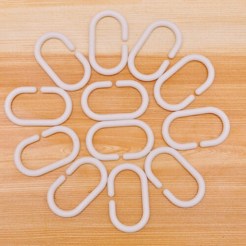 Drapery Hooks White Plastic C-Shaped 30Pack 1.6x1.2x0.2In 2