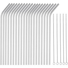 Conjunto de 25 canudos de aço inoxidável para bebidas – 26,7 cm (10,5")