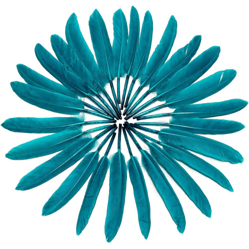 120 τεμάχια φτερό χήνας Peacock Blue Goose, φυσικό μέγεθος 4-6 ίντσες 10-15 εκ. για 2