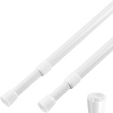 Lot de 2 tringles à rideaux à ressort, réglables de 61 à 112 cm, extensibles pour cuisine/salle de bain/fenêtre, blanches