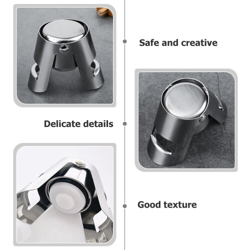 Bouchon à vin en acier et silicone – Argent, 5,5 cm 1