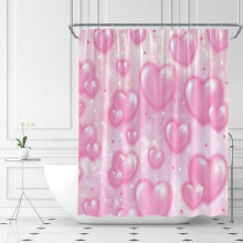 Rideau de douche pour la Saint-Valentin, motif cœur rouge, couple romantique, en tissu, avec crochet (91,4 cm L x 182,9 cm H)