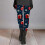 Dameleggings i polyester og spandex med blomsterprint, blå, ankellang 6