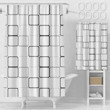 Rideau de douche avec 8 crochets, doublure de rideau de douche en plastique imperméable et transparent de 180 x 119 cm (71 x 47 po), ensemble de