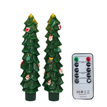Lot de 2 bougies coniques sans flamme de 18,5 cm, bougeoirs LED à piles avec minuterie, télécommande et flamme vacillante, aspect cire véritable