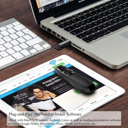 Ασύρματο PowerPoint Remote Clicker με USB, Εμβέλεια 100 ποδιών, Συμβατό με Windows/macOS/Google Slides – 2