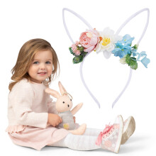 Serre-tête oreilles de lapin de Pâques avec couronne de fleurs