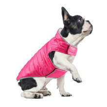 Casaco de inverno reversível e impermeável para cães com presilha para guia, jaqueta acolchoada refletora, colete de algodão quente e à prova de