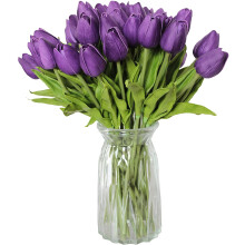 10-hoder hjemmedekorasjon mini tulipan ekte tulipan kunstige blomsterbuketter (mørk blågrønn)