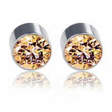1 Pair Men Women Stainless Steel Magnetic Stud Earrings Non Piercing Clip on 6MM-Champagne