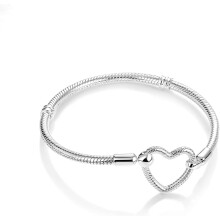 Charm Bracelet For Woman 925 Sterling Silver Basic heart clasp Iconic Moments Snake Chain Bracelet Gift for Girls Men Mother Daughter…